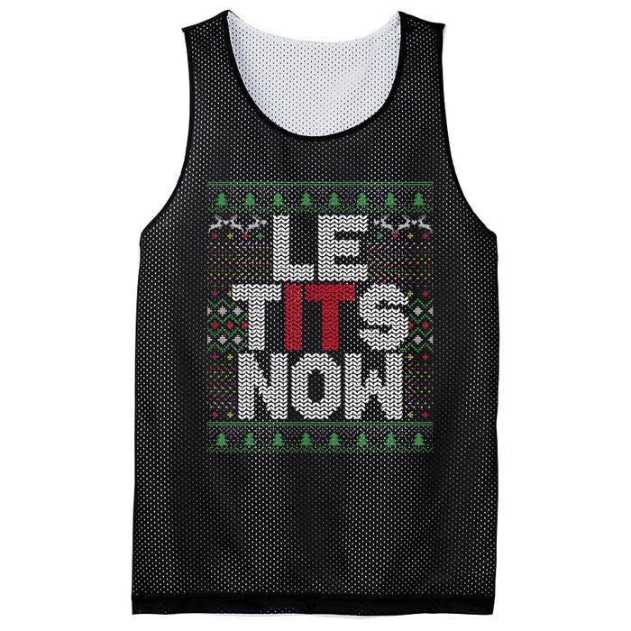 Le Tits Now Christmas Let It Snow Ugly Sweater Funny Party Mesh Reversible Basketball Jersey Tank