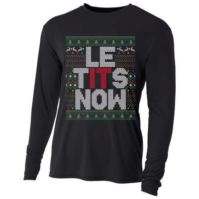 Le Tits Now Christmas Let It Snow Ugly Sweater Funny Party Cooling Performance Long Sleeve Crew