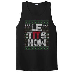 Le Tits Now Christmas Let It Snow Ugly Sweater Funny Party PosiCharge Competitor Tank