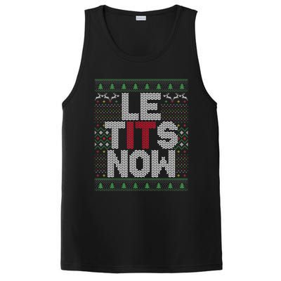 Le Tits Now Christmas Let It Snow Ugly Sweater Funny Party PosiCharge Competitor Tank