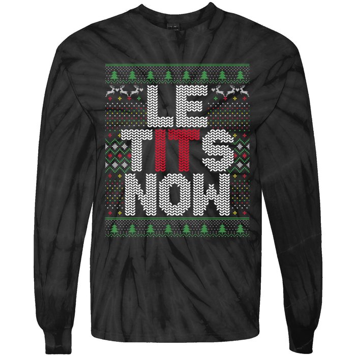 Le Tits Now Christmas Let It Snow Ugly Sweater Funny Party Tie-Dye Long Sleeve Shirt