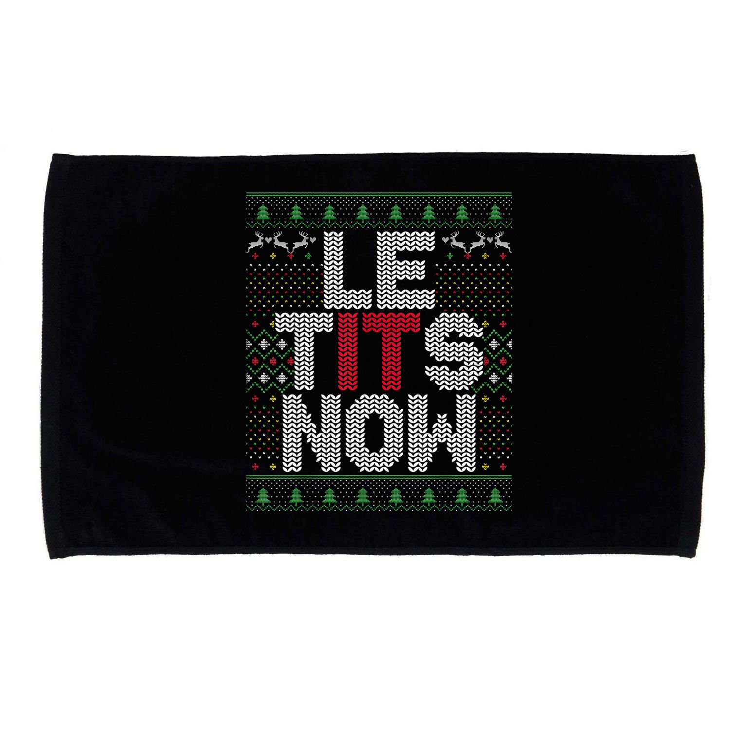 Le Tits Now Christmas Let It Snow Ugly Sweater Funny Party Microfiber Hand Towel