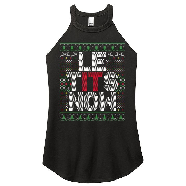 Le Tits Now Christmas Let It Snow Ugly Sweater Funny Party Women's Perfect Tri Rocker Tank