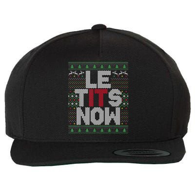 Le Tits Now Christmas Let It Snow Ugly Sweater Funny Party Wool Snapback Cap