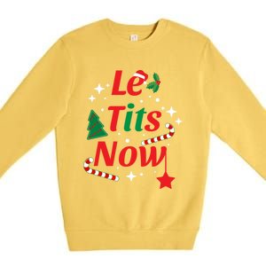 Le Tits Now Funny Christmas Snow Gift Premium Crewneck Sweatshirt