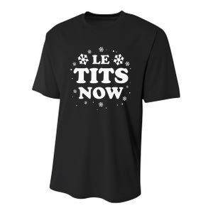 LE TITS NOW Let It Snow Funny Christmas Winter Xmas Wordplay Youth Performance Sprint T-Shirt