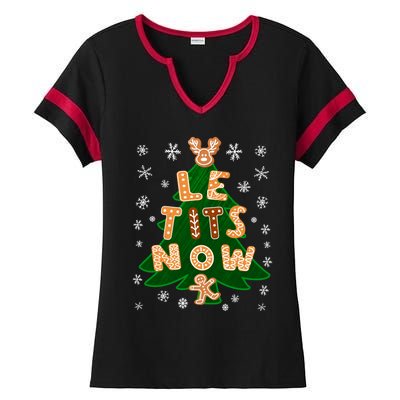 Le Tits Now Gift Let It Snow Gift Irony Christmas Gift Ladies Halftime Notch Neck Tee