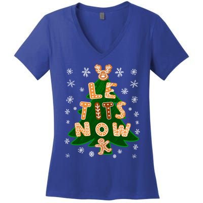 Le Tits Now Gift Let It Snow Gift Irony Christmas Gift Women's V-Neck T-Shirt