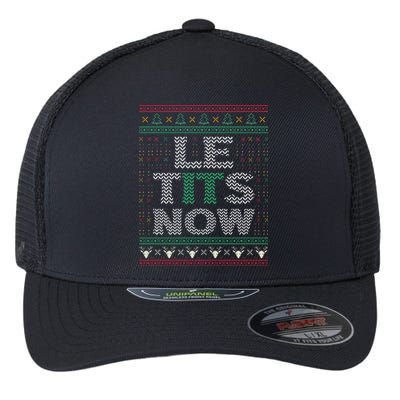 Le Tits Now Christmas Let It Snow Ugly Sweater Funny Party Flexfit Unipanel Trucker Cap