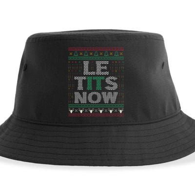 Le Tits Now Christmas Let It Snow Ugly Sweater Funny Party Sustainable Bucket Hat