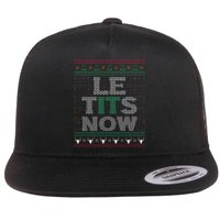 Le Tits Now Christmas Let It Snow Ugly Sweater Funny Party Flat Bill Trucker Hat