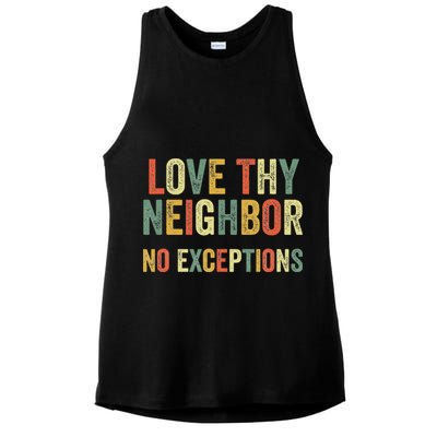 Love Thy Neighbors No Exceptions Jesus Bible Verse Ladies PosiCharge Tri-Blend Wicking Tank