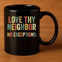 Love Thy Neighbors No Exceptions Jesus Bible Verse 11oz C Handle Ceramic Mug
