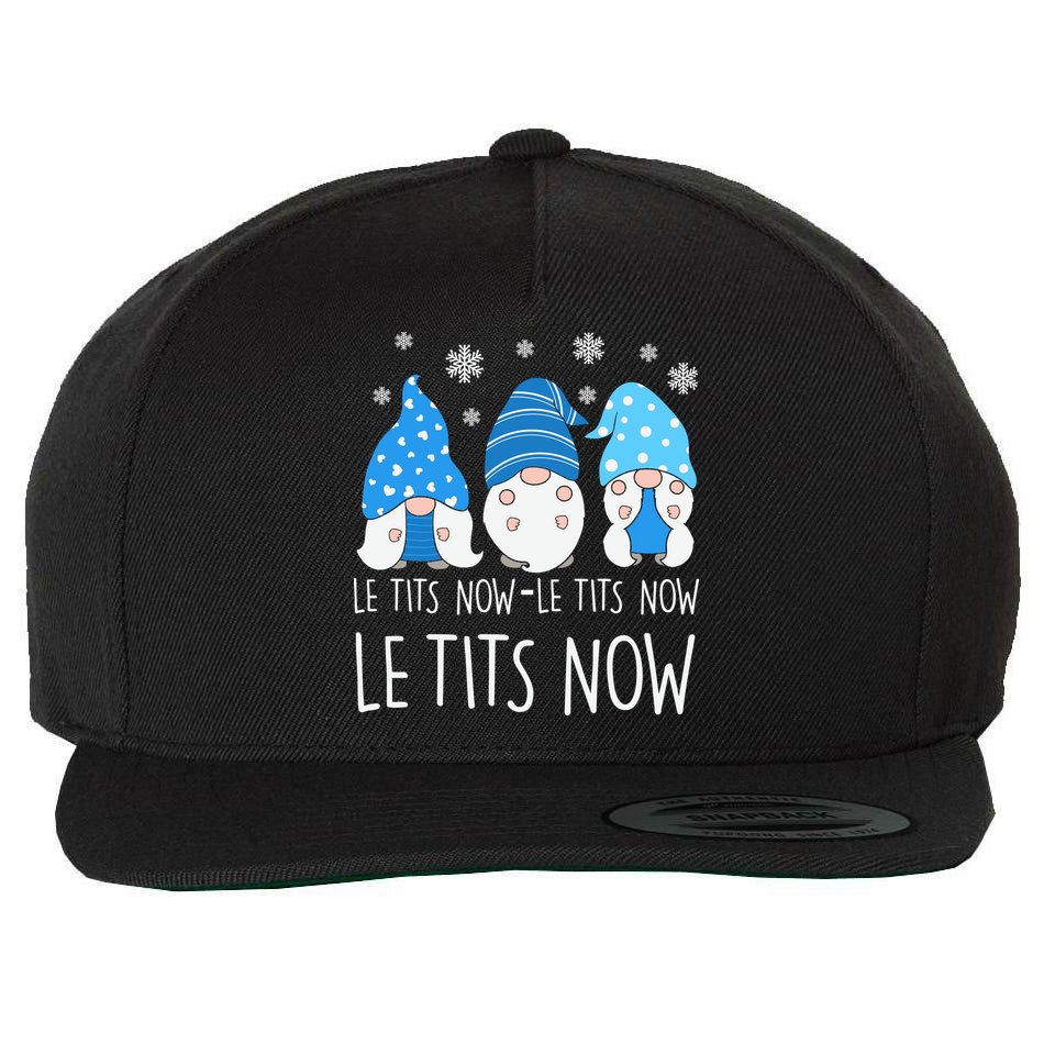 Le Tits Now Christmas Let It Snow Ugly Sweater Funny Party Wool Snapback Cap