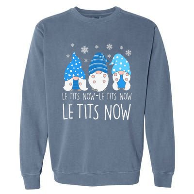 Le Tits Now Christmas Let It Snow Ugly Sweater Funny Party Garment-Dyed Sweatshirt