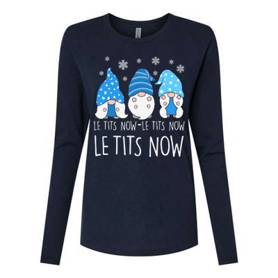 Le Tits Now Christmas Let It Snow Ugly Sweater Funny Party Womens Cotton Relaxed Long Sleeve T-Shirt