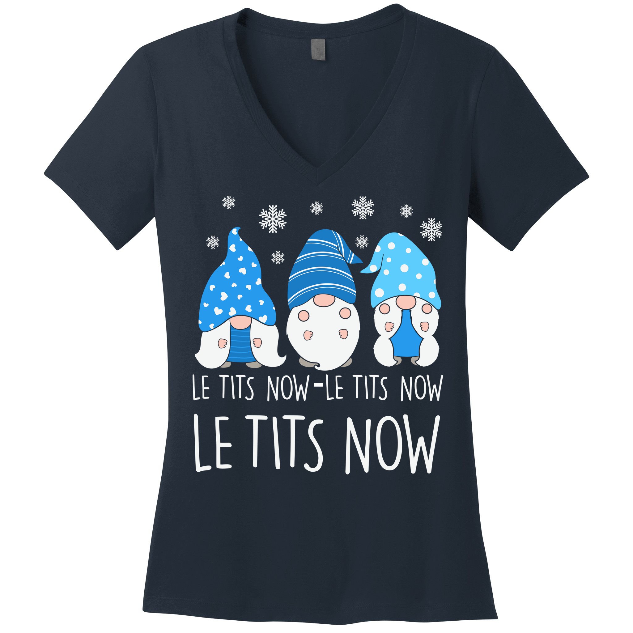 Le Tits Now Christmas Let It Snow Ugly Sweater Funny Party Women's V-Neck T-Shirt