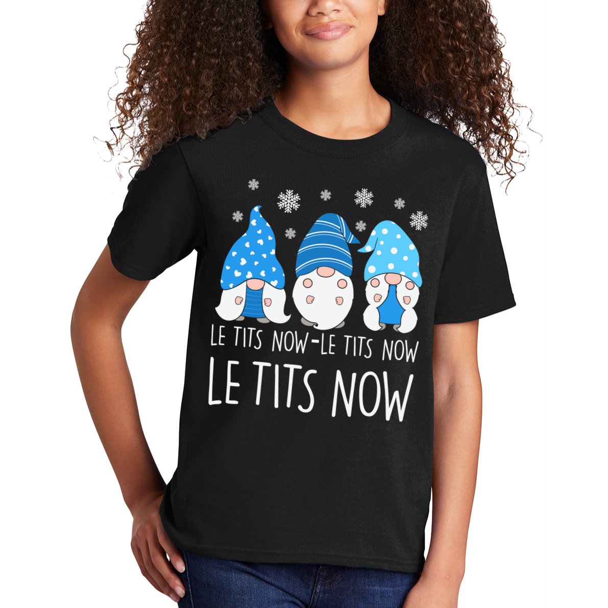 Le Tits Now Christmas Let It Snow Ugly Sweater Funny Party Kids T-Shirt