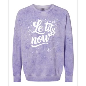 Le Tits Now Swooshed Text Design Christmas Xmas Adults Humor Great Gift Colorblast Crewneck Sweatshirt