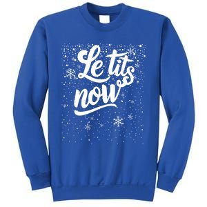 Le Tits Now Swooshed Text Design Christmas Xmas Adults Humor Great Gift Sweatshirt