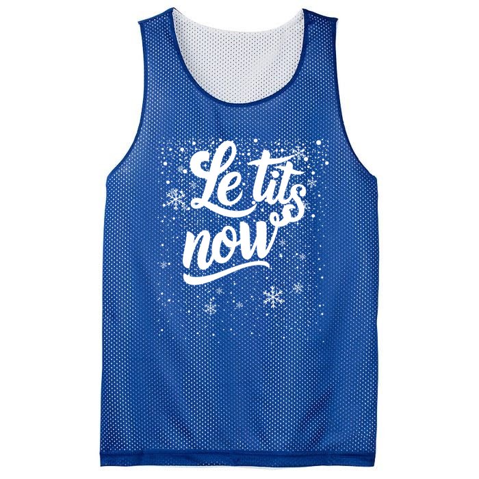 Le Tits Now Swooshed Text Design Christmas Xmas Adults Humor Great Gift Mesh Reversible Basketball Jersey Tank