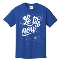 Le Tits Now Swooshed Text Design Christmas Xmas Adults Humor Great Gift Kids T-Shirt