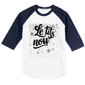 Le Tits Now Swooshed Text Design Christmas Xmas Adults Humor Great Gift Baseball Sleeve Shirt