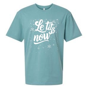 Le Tits Now Swooshed Text Design Christmas Xmas Adults Humor Great Gift Sueded Cloud Jersey T-Shirt