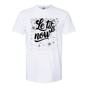 Le Tits Now Swooshed Text Design Christmas Xmas Adults Humor Great Gift Softstyle CVC T-Shirt