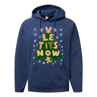 Le Tits Now Let It Snow Humor Christmas Funny Gift Performance Fleece Hoodie