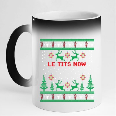 Le Tits Now Christmas Let It Snow Ugly Sweater Party Gift 11oz Black Color Changing Mug