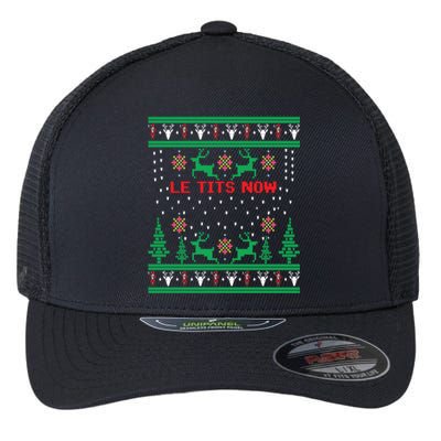 Le Tits Now Christmas Let It Snow Ugly Sweater Party Gift Flexfit Unipanel Trucker Cap