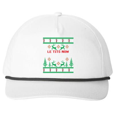 Le Tits Now Christmas Let It Snow Ugly Sweater Party Gift Snapback Five-Panel Rope Hat