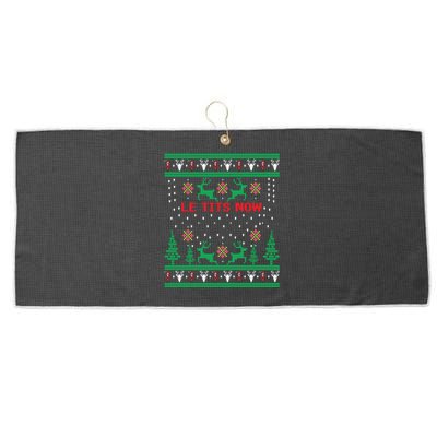 Le Tits Now Christmas Let It Snow Ugly Sweater Party Gift Large Microfiber Waffle Golf Towel