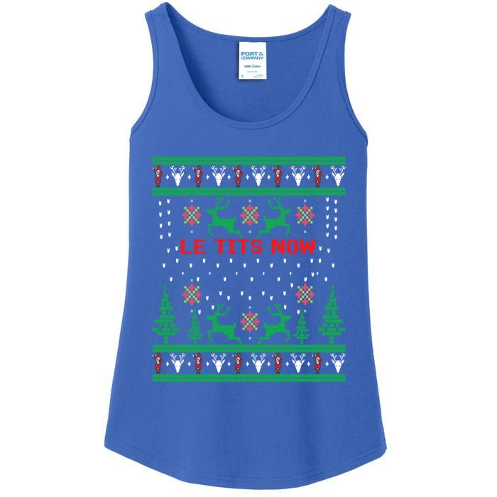 Le Tits Now Christmas Let It Snow Ugly Sweater Party Gift Ladies Essential Tank