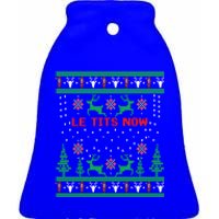 Le Tits Now Christmas Let It Snow Ugly Sweater Party Gift Ceramic Bell Ornament