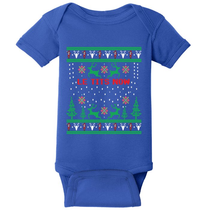 Le Tits Now Christmas Let It Snow Ugly Sweater Party Gift Baby Bodysuit