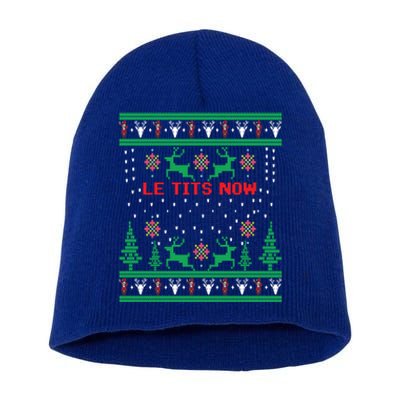 Le Tits Now Christmas Let It Snow Ugly Sweater Party Gift Short Acrylic Beanie