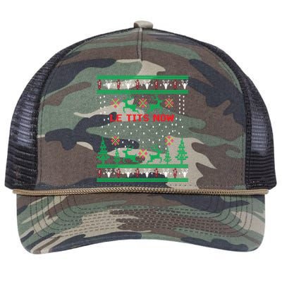 Le Tits Now Christmas Let It Snow Ugly Sweater Party Gift Retro Rope Trucker Hat Cap