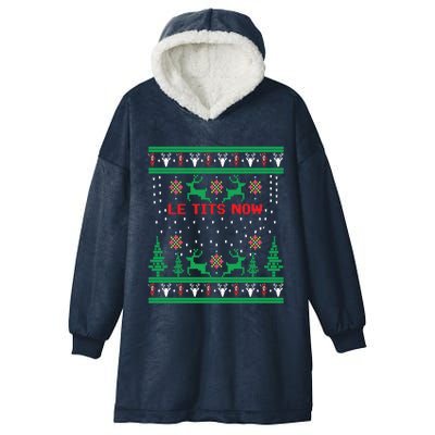 Le Tits Now Christmas Let It Snow Ugly Sweater Party Gift Hooded Wearable Blanket