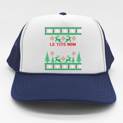 Le Tits Now Christmas Let It Snow Ugly Sweater Party Gift Trucker Hat