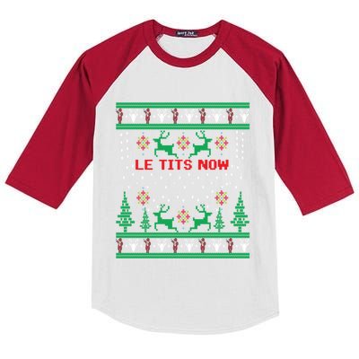 Le Tits Now Christmas Let It Snow Ugly Sweater Party Gift Kids Colorblock Raglan Jersey