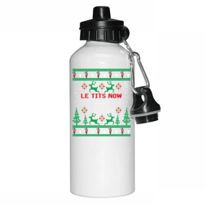 Le Tits Now Christmas Let It Snow Ugly Sweater Party Gift Aluminum Water Bottle