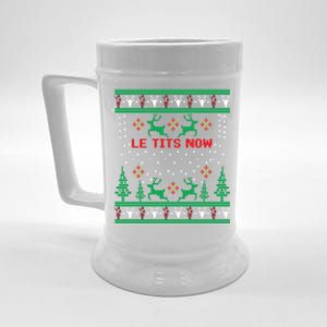 Le Tits Now Christmas Let It Snow Ugly Sweater Party Gift Beer Stein