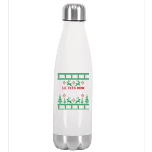 Le Tits Now Christmas Let It Snow Ugly Sweater Party Gift Stainless Steel Insulated Water Bottle