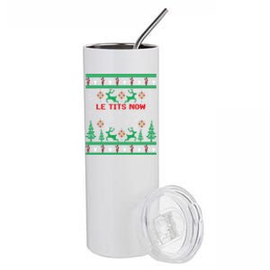 Le Tits Now Christmas Let It Snow Ugly Sweater Party Gift Stainless Steel Tumbler