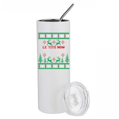 Le Tits Now Christmas Let It Snow Ugly Sweater Party Gift Stainless Steel Tumbler