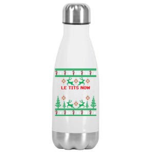 Le Tits Now Christmas Let It Snow Ugly Sweater Party Gift Stainless Steel Insulated Water Bottle