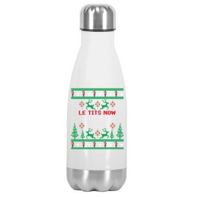 Le Tits Now Christmas Let It Snow Ugly Sweater Party Gift Stainless Steel Insulated Water Bottle