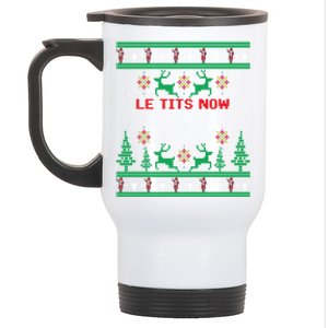 Le Tits Now Christmas Let It Snow Ugly Sweater Party Gift Stainless Steel Travel Mug